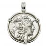 147 BC Roma denarius coin in white gold pendant