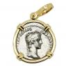 Roman Caesar Augustus coin in gold pendant