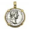 AD 120-121 Hadrian denarius in gold pendant