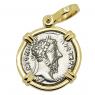 Marcus Aurelius denarius in gold pendant