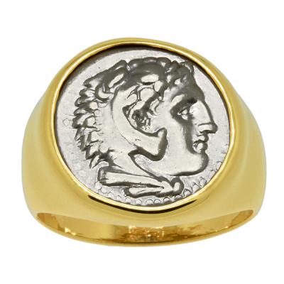 325-323 BC Alexander the Great coin in gold men's ring