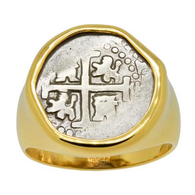 1720-1729 Spanish coin in gold men's ring