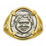 350-300 BC Gorgon coin in gold ladies ring